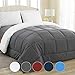 Equinox International, Two Way Plush Microfiber Fill All-Season Charcoal Gray/White Quilted Comforter, Goose Down Alternative - Reversible Duvet Insert Set - (350 GSM) (Queen 88 x 88 Inches)