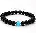 Top Plaza Jewelry - Black Lava Rock Beads Matte Agate Beads Elastic Energy Bracelet with 1 Red-Yellow Amber Bead (Matte Black Agate/Blue Cat Eye's Stone) …