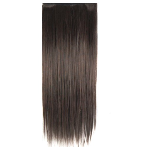 TOOGOO Fashionable 23" Dark Brown Straight Full Head Clip In Hair Extensions Perm Wash
