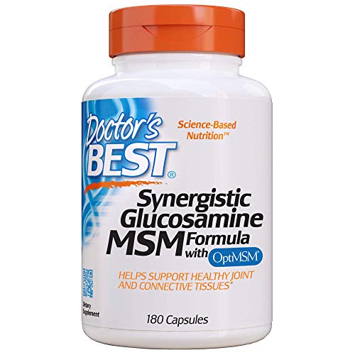 doctor's best synergistic glucosamine msm with optimsm, non-gmo, gluten free, soy free, joint support, 180 caps 