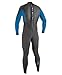 O'Neill Wetsuits Kids' O'Neill Youth Reactor 3/2mm Back Zip Full Wetsuit, Graphite/Bright Blue/Graphite, 14
