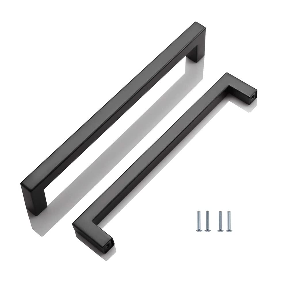 SYDARSYN 2 Pack Kitchen Cabinet Handles Black Stainless Steel Kitchen Cupboard Handles Hole Spacing 224 mm