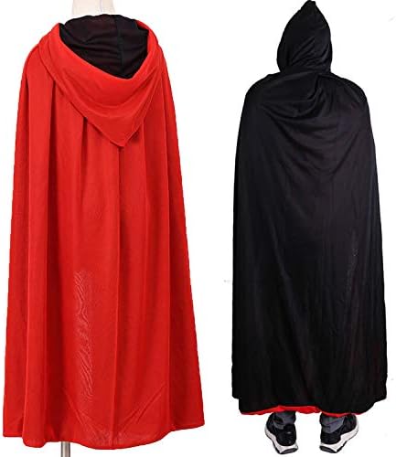 Unisex Christmas Halloween Witch Knight Reversible Hooded Robe Adult Kids Vampires Cape Cloak Cosplay Costume