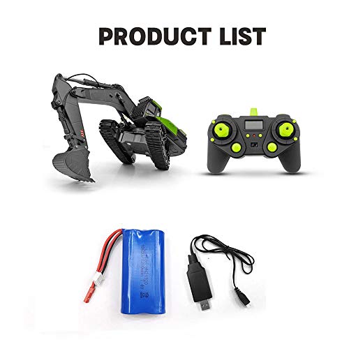 ksovvoo Rc car 1:14 RC Bagger 22CH grün Fernbedienung LKW-Spielzeug 2,4G Bagger Fernbedienung GRAP LKW Toy Engineering… – Bild 3