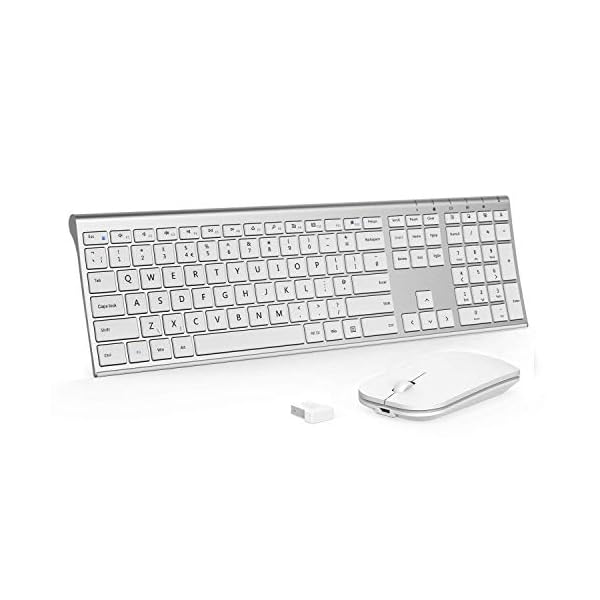 Wireless-Rechargeable-Keyboard-Mouse-Jelly-Comb-KUS015F-24G-Full-Size-Ultra-Slim-Keyboard-Mouse-Set-Combo-QWERTY-UK-Layout-for-PC-Computer-Laptop-Silver-and-White Wireless Rechargeable Keyboard Mouse, Jelly Comb KUS015F 2.4G Full Size Ultra Slim Keyboard & Mouse Set Combo QWERTY UK…