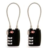 CoBean 2 Pcs Black 719 TSA Accepted Cable Luggage Dial Travel Lock