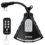 Kungear Outdoor Light Sensor Timer with Remote Control, Heavy Duty 3 Outlets Plug in Switch, 100 FT Range, ETL Listed