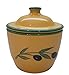 Cooks Innovations Ceramic Garlic Keeper - Hand Painted With Decorative Olive Design - Yellow & Green