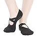 QING Women's No Show Low Cut Hospital Slipper Socks Great for Barre Pilates Yoga with Non Skid Grips Pack of 3, Black, One Size (black 1 pack)