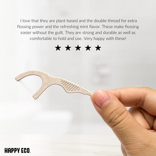 Natural Dental Floss Picks (200 Ct) Vegan, Sustainable, EcoFriendly