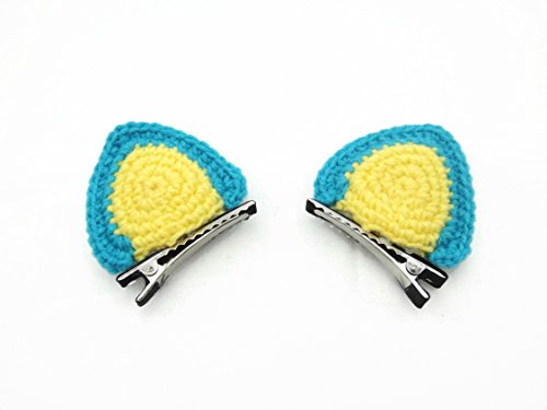 Hair Clip Costume Accessories Girl Crochet Animal Ears Cat Fox Blue Yellow
