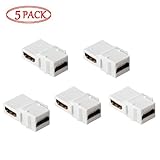 HDMI Keystone Jack Inserts 90 Degree, MACTIS 5 Pack Angled HDMI Inline Keystone Coupler Female to Female (White) (5 Pack, HDMI(90 Degree))