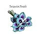 Angel Isabella Real Touch Calla Lily Artificial Flowers — Perfect for a Wedding, Prom, Christmas or Home Decor — Great as a Boutonniere, Corsage or Centerpiece - 10 Stems, Blue Turquoise with Purple