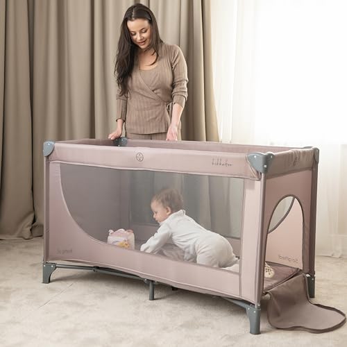 KikkaBoo Cuna de Viaje SO Gifted 2026, Cuna Bebe 120x60 cm hasta 15 kg, Parque Plegable con Bolsa de Transporte, Ligera y Compacta, Beige