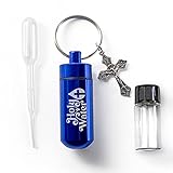 Catholic Holy Water Bottle, Blue Keychain Container
