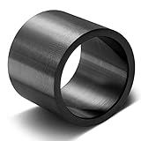 Mens Womens 19mm Black Wide Stainless Steel Ring Big Cool Band Full Circle Matte Finish Flat Top