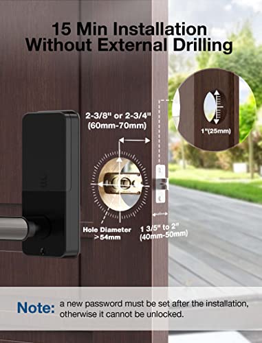 Fingerprint Door Lock, Bluetooth APP Smart Lock with Anti-Peeping, Keyless Entry Door Lock with Handle, Electronic Digital Door Lock, Biometric Door Lock, Smart Lock for Front Door, Home, Apartment