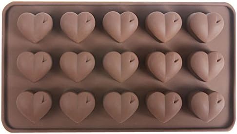 Bodos 15 Cavities Silicone Heart-shaped Chocolate Mold Ice Cube Tray Pudding Jelly Mould - 2 Pack