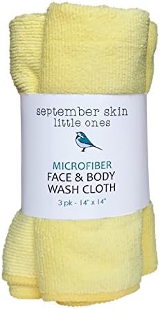 3 Pack Microfiber Face and Body Wash Cloth 14" x 14" Yellow for Kids, Baby, or You