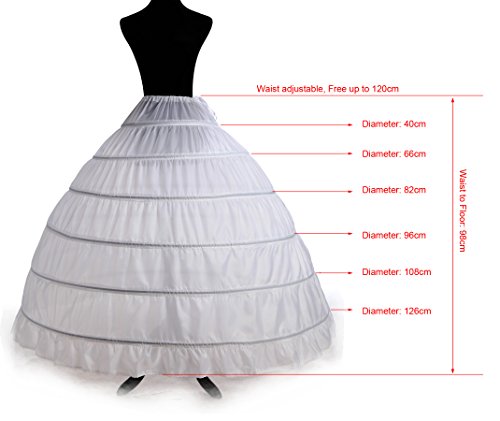 CEZOM Women 6 Hoops Petticoat Crinoline 