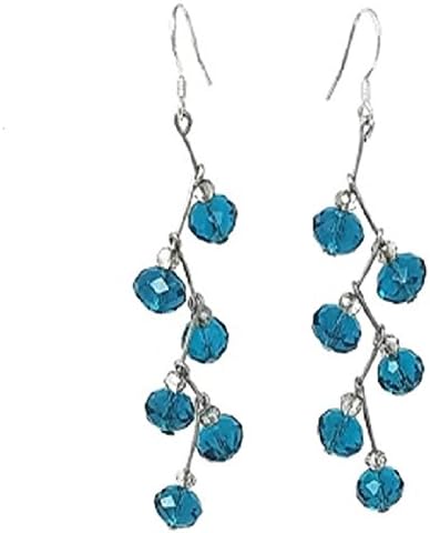 New Collection Zig Zag Blue Tourmaline and Smoky Crystal Earrings