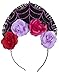 Day of The Dead Headbands - 3-Pack Skull Spider Web Head Band, Black Lace Crown Assorted Designs