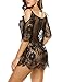 Avidlove Women Chemises Lace Smock Lingerie Mini Babydoll S-4XL Black