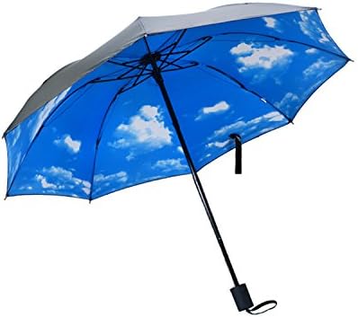 Umbrella, Eddis Travel Umbrella Foldable Golf Umbrella with Sunscreen and UV Protection 9.8in Storage Length(Sky Cloud)