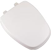 Comfort Seats C050WD00 Deluxe MDF Wood Elongated Toilet Seat and Plastic Hinges, White