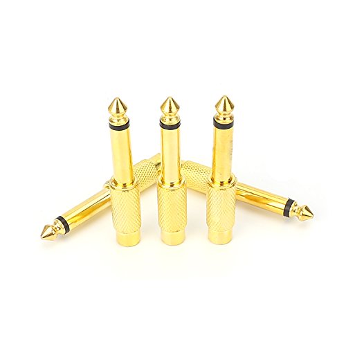 SiYear 6.35mm male Mono Plug 1/4" to RCA Female Audio AUX Male Jack Plug Adapter Gold Plated Connector (5 Pack)