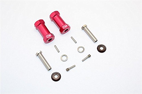 Axial RR10 Bomber Upgrade Parts Aluminum Wheel Hex Adapters 27mm Width (Use For 4mm Thread Wheel Shaft & 5mm Hole Wheel) - 1Pr Set Red