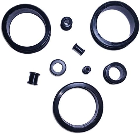 PAIR 8G-2" Black Flat Flare Silicone Tunnels Double Flare Plugs Guages