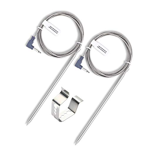 BBQGO Barbecue Oven Grill Thermometer Probe And Clip Replacement For Maverick ET732, ET733 & Ivation IVA-WLTHERM & IVAWT738 With 6ft Stainless Steel Cable