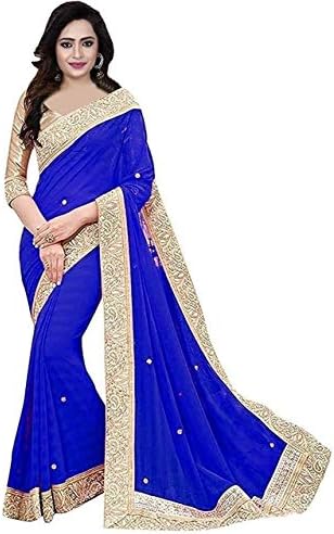 Women's Georgette Sarees With Blouse(pitchpatta)