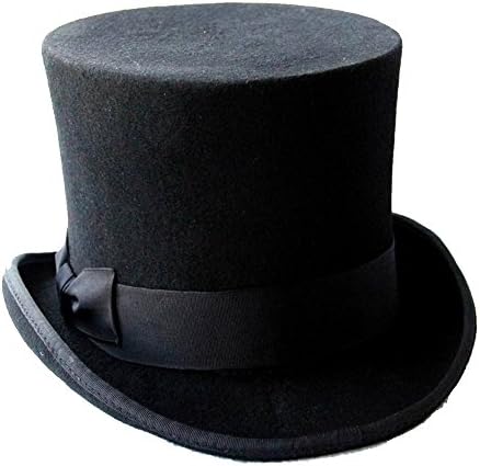 17CM(6.7inch) Steampunk / Mad Hatter Top Hat / Victorian Vintage Traditional Wool Fedoras Hat / Cylinder Hat/ Chimney Pot Hat ( Color : 1 , Size : 57cm )