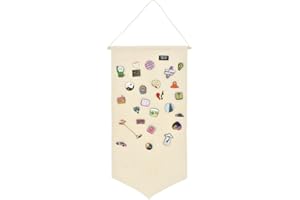 YeeMan Wall Hanging Brooch Jewelry Storage Case Canvas Display Stand Enamel Pin Display Banner Holder Earrings Necklace Glitter Pin Collection Organizer (Burlywood)
