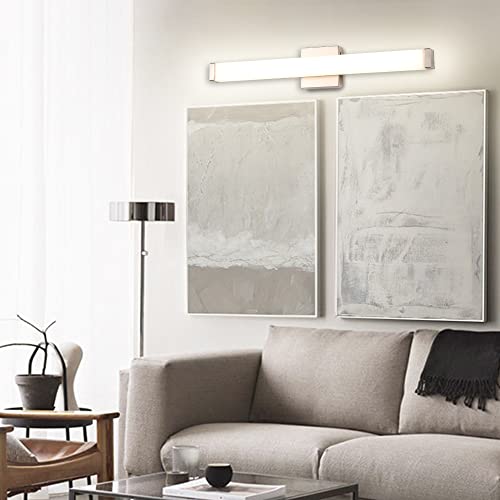 YHTlaeh Bathroom Vanity Light Brushed Nickel Square LED 24 inch 14W 4000K Natural White Light