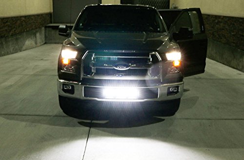 iJDMTOY Complete High Power LED Light Bar w/ Lower Bumper Insert Area Mounting Brackets and Wiring Switch For 2015-up Ford F-150 XLT, Lariat or Limited