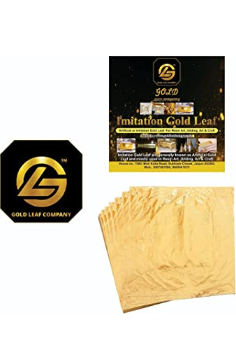 FGLC 100 Sheets Imitation Gold Leaf for Arts, Multipurpose Gold Foil Paper Gilding Crafting, Painting, Decoration, Furniture, Jewellery Making Resin Arts 8x8 cm