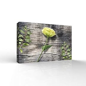 Canvas Wall Art Wooden Background Flowers Canvas Painting Wall Poster Decor for Living Room Wooden Framed Home Decorations - 12x18 inches