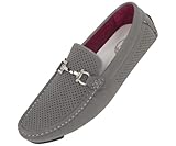 Amali Mens Driving Moccasin Loafer in Grey Perforated Brushed Smooth with Silver Horse Bit Ornament in Grey: Style 1475 Grey-011
