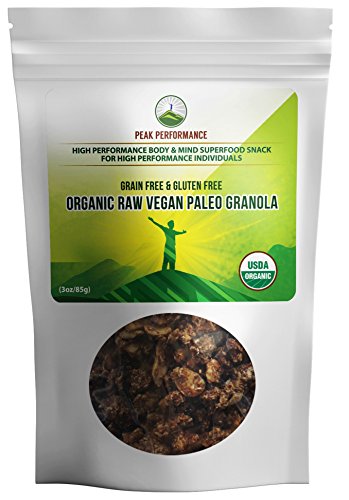 Organic Raw Vegan Paleo Granola Superfood Snack By Peak Performance. Grain Free & Gluten Free. Zero Sugar Added. Great Alternative To Paleo Bars & Cereal (1 Pack) Organic Raw Vegan Paleo Granola Superfood Snack By Peak Performance. Grain Free & Gluten Free. Zero Sugar Added. Great Alternative To Paleo Bars & Cereal (1 Pack)