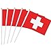 Hand Held Switzerland_Flag Swiss Flag Stick Flag Mini Flag 50 Pack Round Top National Country Flags, Party Decorations Supplies For Parades,World Cup,Sports Events,International Festival (8.2 