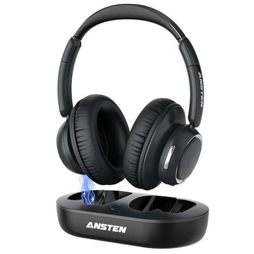 ANSTEN TV Headphones Wireless, 35Hrs Playtime, No Audio Delay | Wireless headphones for seniors, easy to set up, wireless headphones for TV with charging station