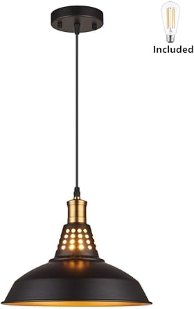 Amabao Lighting 1 Light Matte Black Metal Industrial Barn