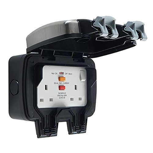 BG Electrical WPL22RCD IP66 Brushed Stainless Steel Outdoor Weatherproof Double RCD Socket