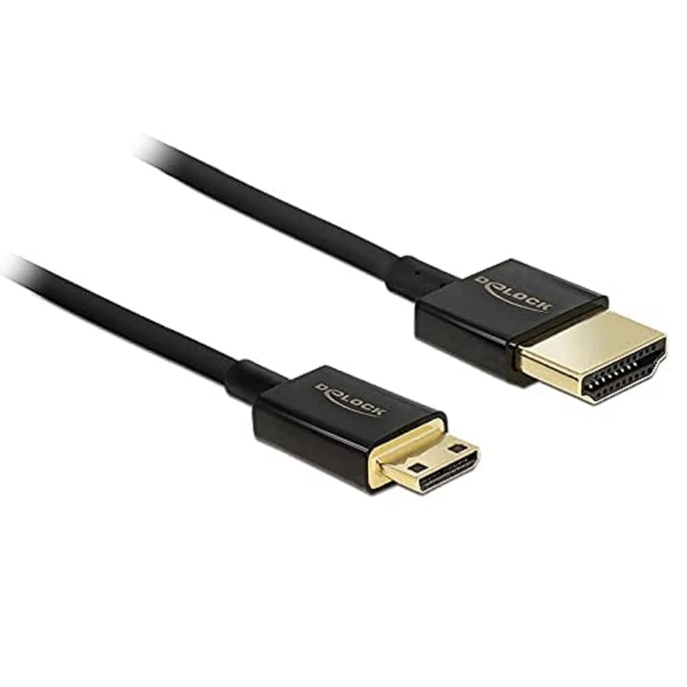 Delock Cable High Speed HDMI with Ethernet - HDMI-A Male to HDMI Mini-C Male 3D 4K 2 m Slim Premium