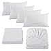 EASELAND Bed Sheet Set - Queen Size Sheets 6 Pieces Bedding Sheet & Pillowcases Sets, Brushed Microfiber Sheet with Deep Pocket Fits 8 to 16 Inch(Queen,White)