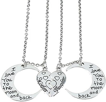 I Love You To The Moon And Back Necklaces Set heart , mother daughter necklace set for 2 Half Broken Heart Necklace ,Two Piece Double Necklace Set (Heart)