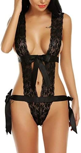 Pintimi Women Slutty Lingerie V Lace Teddy Bodysuit One Piece Teddy Lingerie